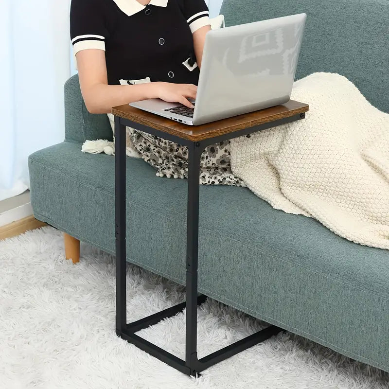 Contemporary C-Shaped Side Table in Rural Brown - Versatile and Stylish-3