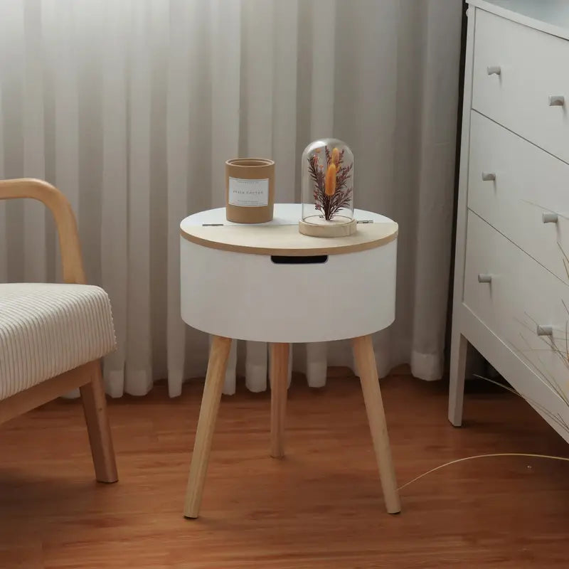 Floor Standing Organizer Lift-Top Storage Side Table-3