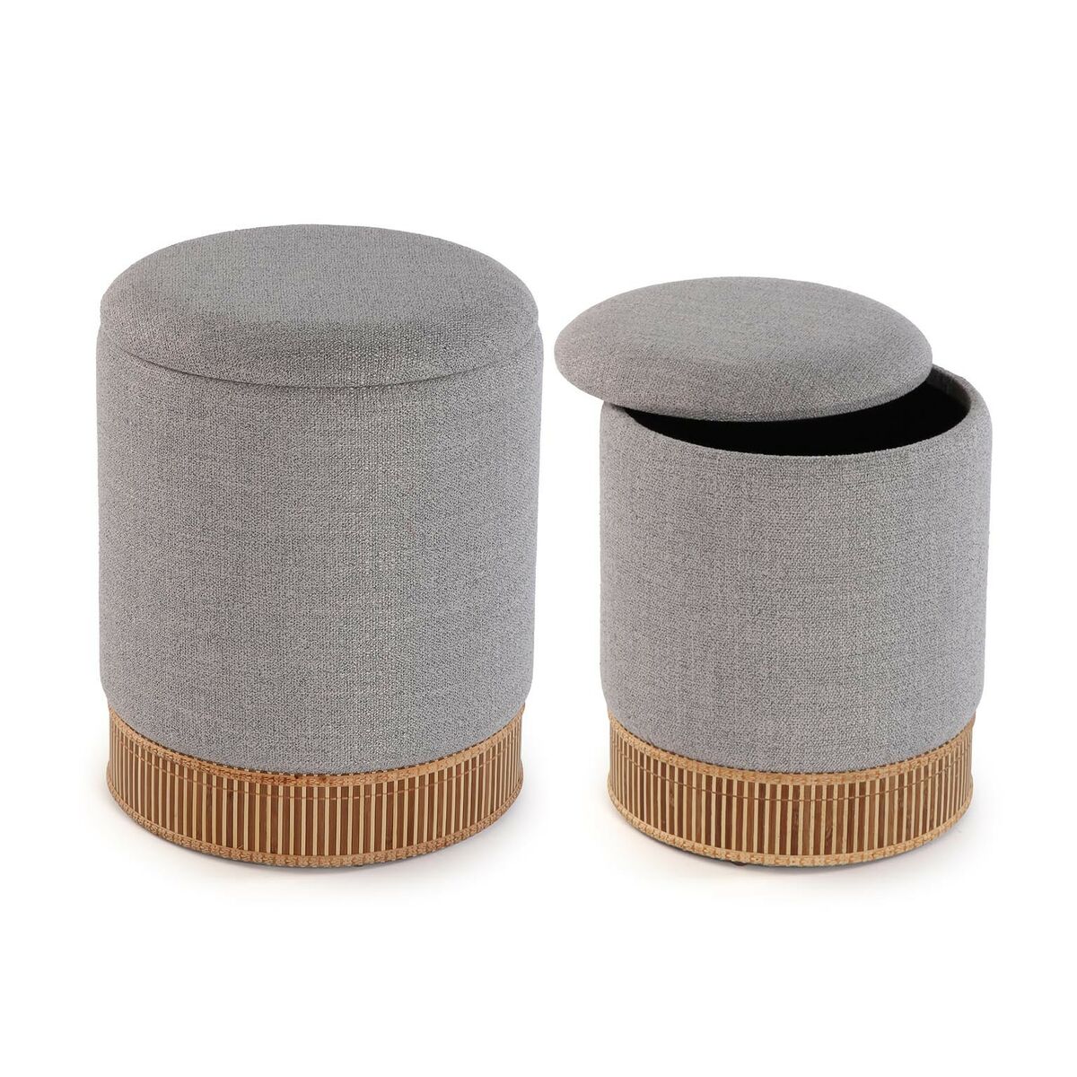 Detachable Pouffe Versa Grey Bamboo MDF Wood-0