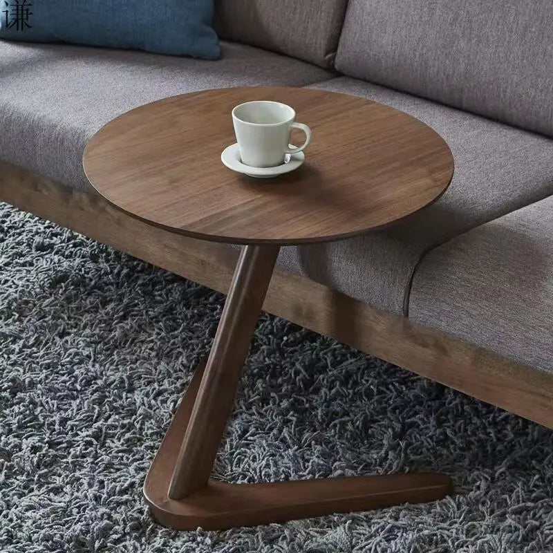 House Faction Solid Wood Edge Sofa Side Table - Walnut Finish-4