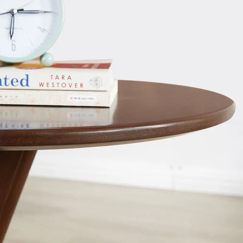House Faction Solid Wood Edge Sofa Side Table - Walnut Finish-2