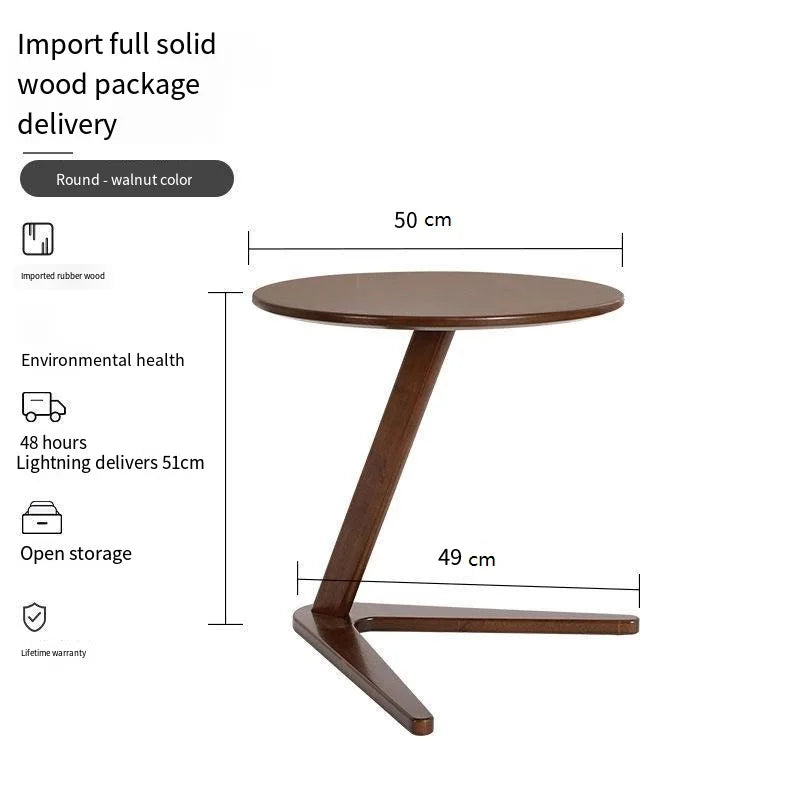 House Faction Solid Wood Edge Sofa Side Table - Walnut Finish-3