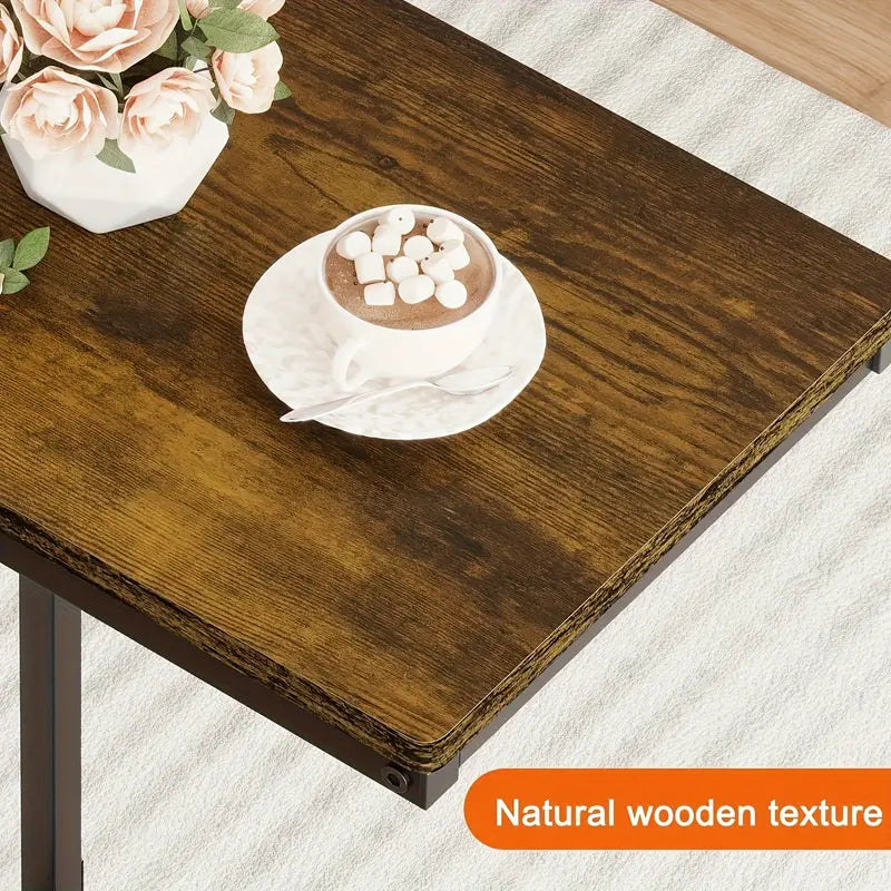 Contemporary C-Shaped Side Table in Rural Brown - Versatile and Stylish-2