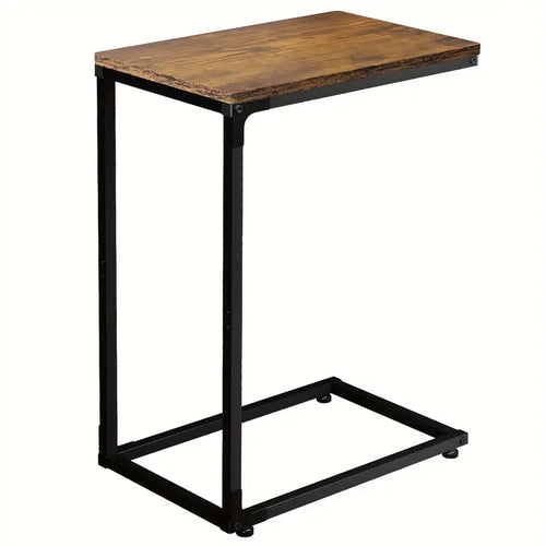 Contemporary C-Shaped Side Table in Rural Brown - Versatile and Stylish-0